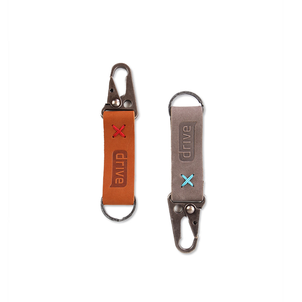 Busker Leather Keychain with Antique Nickel Carabiner