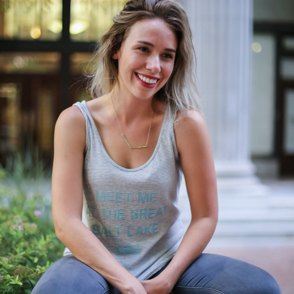 Meet Me At The Great Salt Lake Women's Jersey Stripe Tank Top